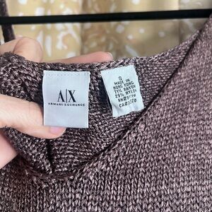 Armani Exchange Shimmering Brown Knit Top
